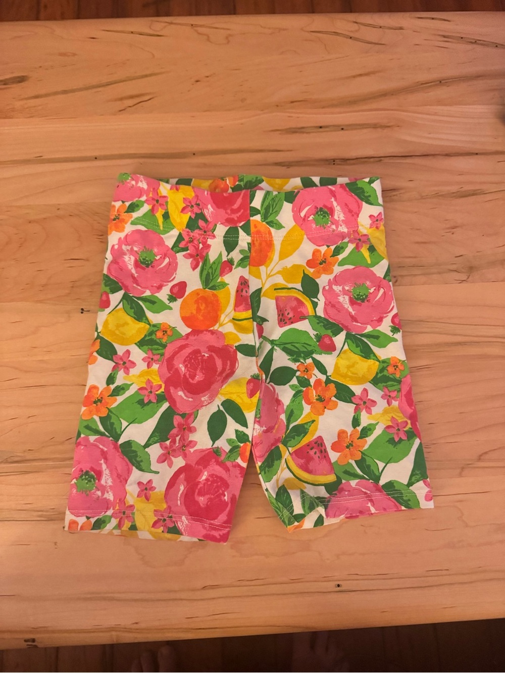 Girls' Floral Pink and Green Stretch Shorts